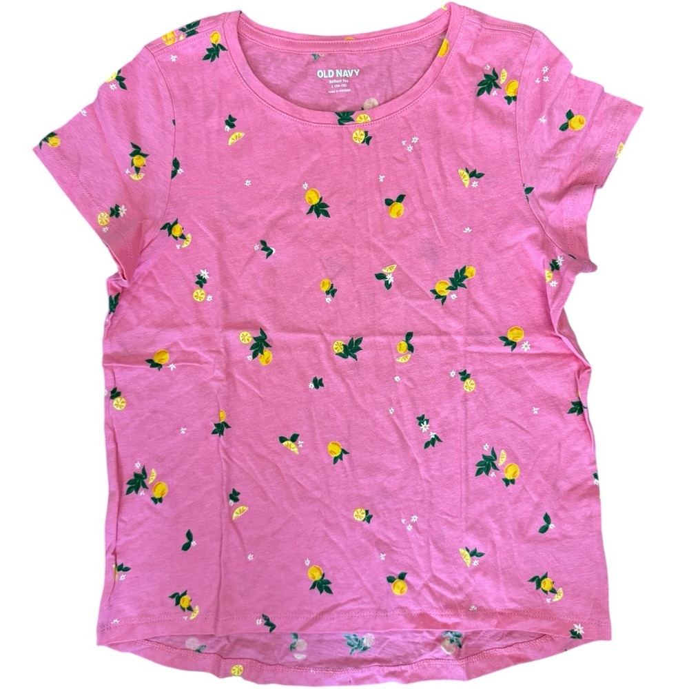 Old Navy NEW Girls Charming pink tee lemon design Sz Large 10/12 softest Tee